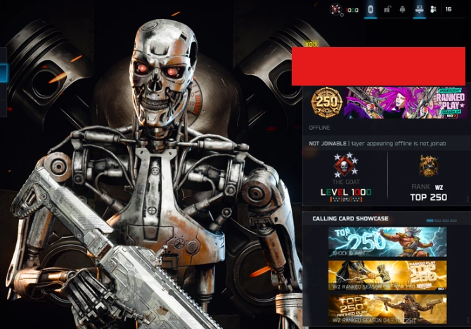 4× TOP 250 BO7 Warzone Season 2 & 3 & 4 / BO6 wz S6 lvl1000